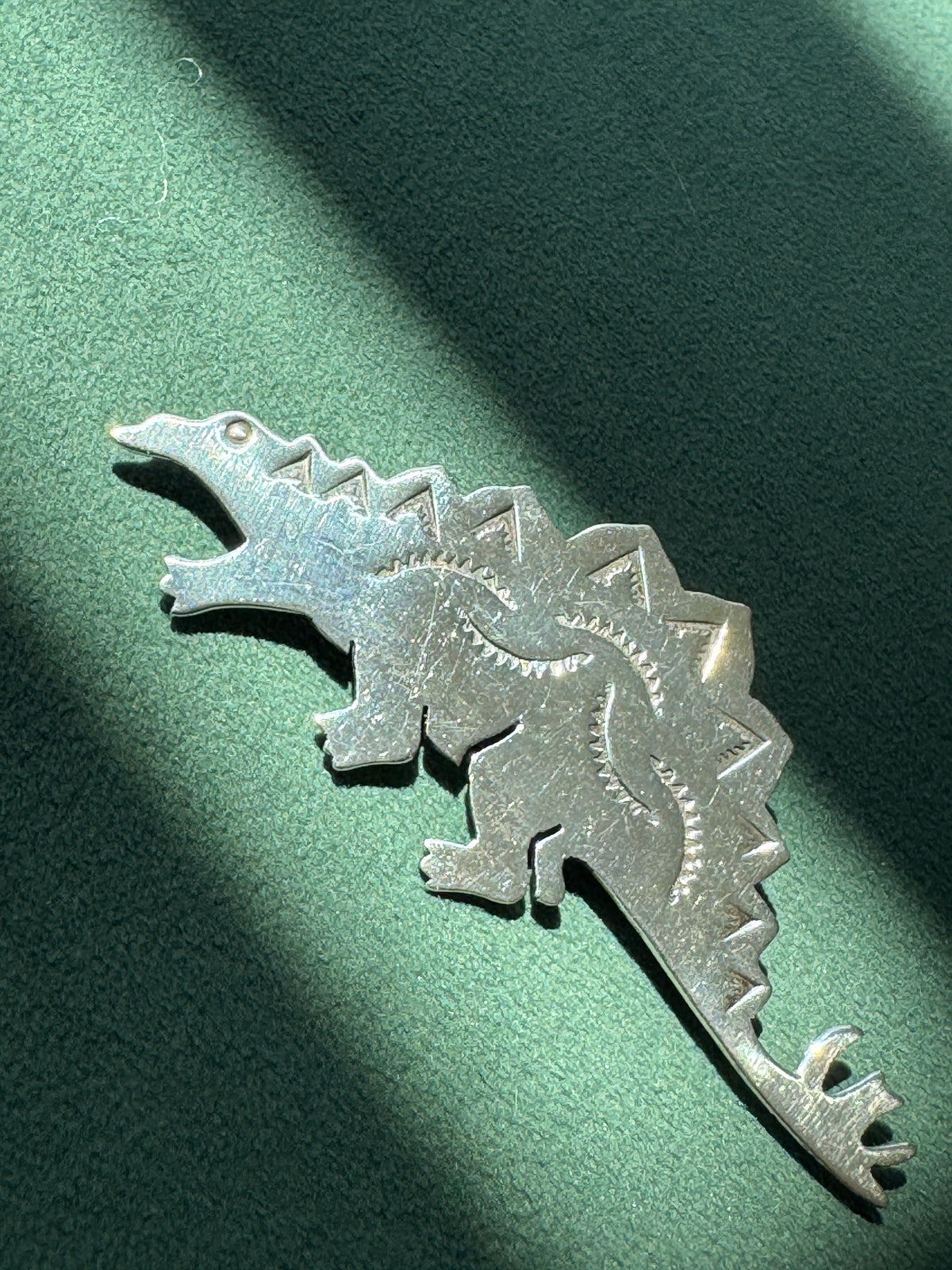 Vintage Sterling Silver Stegosaurus Brooch Pin Spiked Tail and All