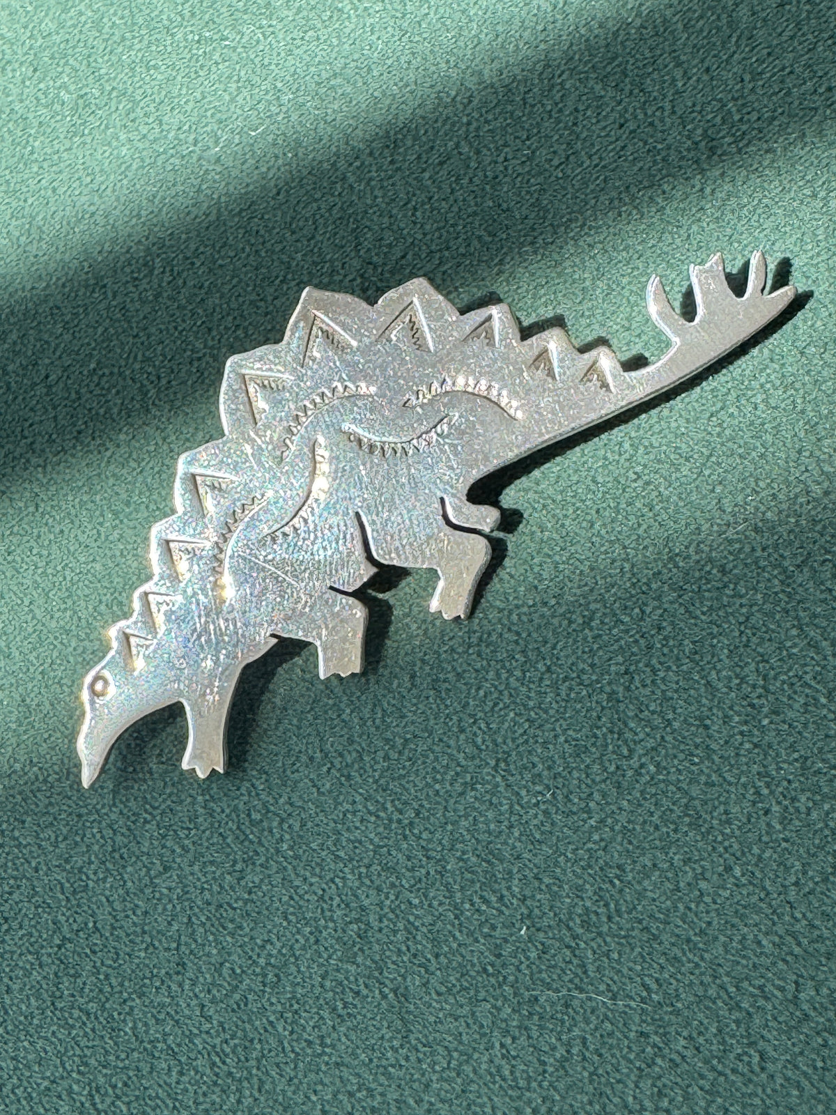 Vintage Sterling Silver Stegosaurus Brooch Pin Spiked Tail and All