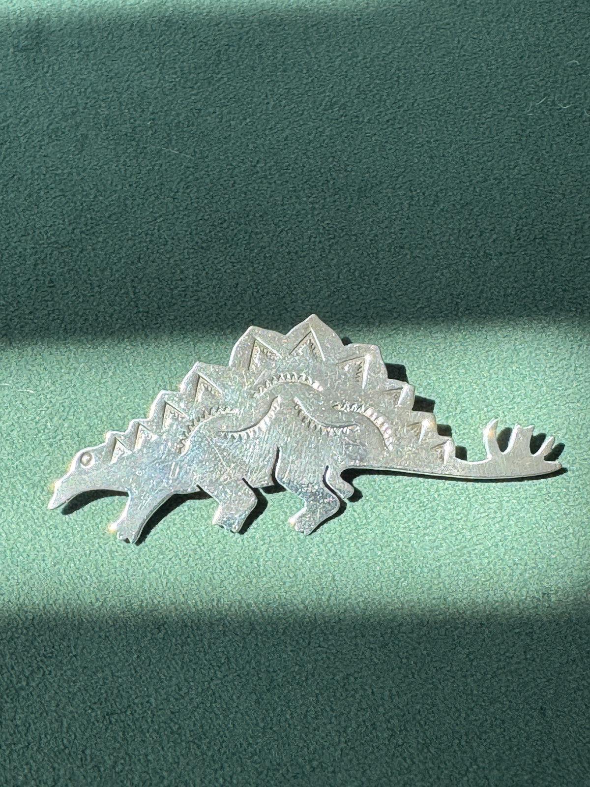 Vintage Sterling Silver Stegosaurus Brooch Pin Spiked Tail and All
