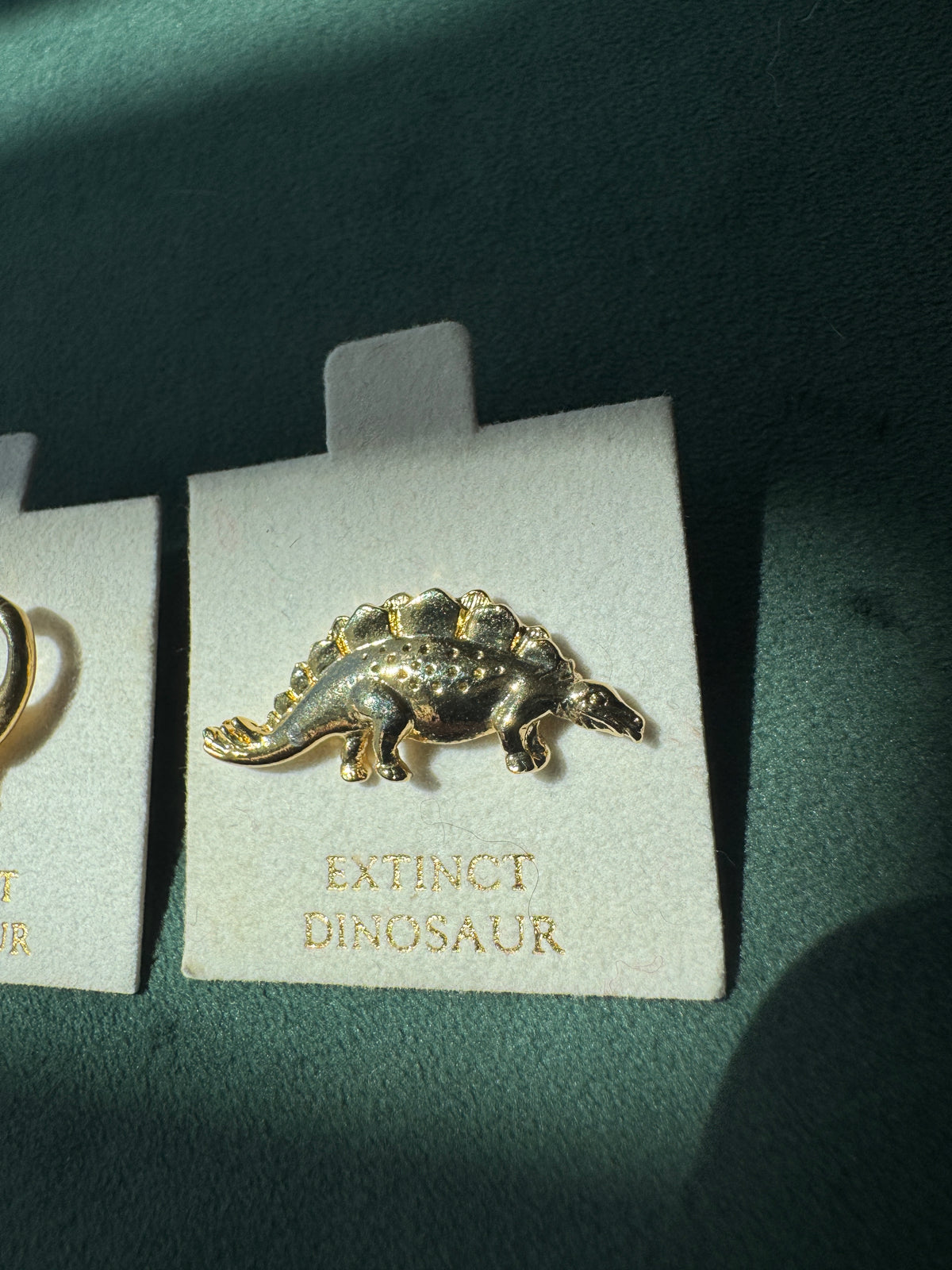 Vintage Dinosaur Lapel Pin Set of 3 Gold Tone Deadstock New Old Stock