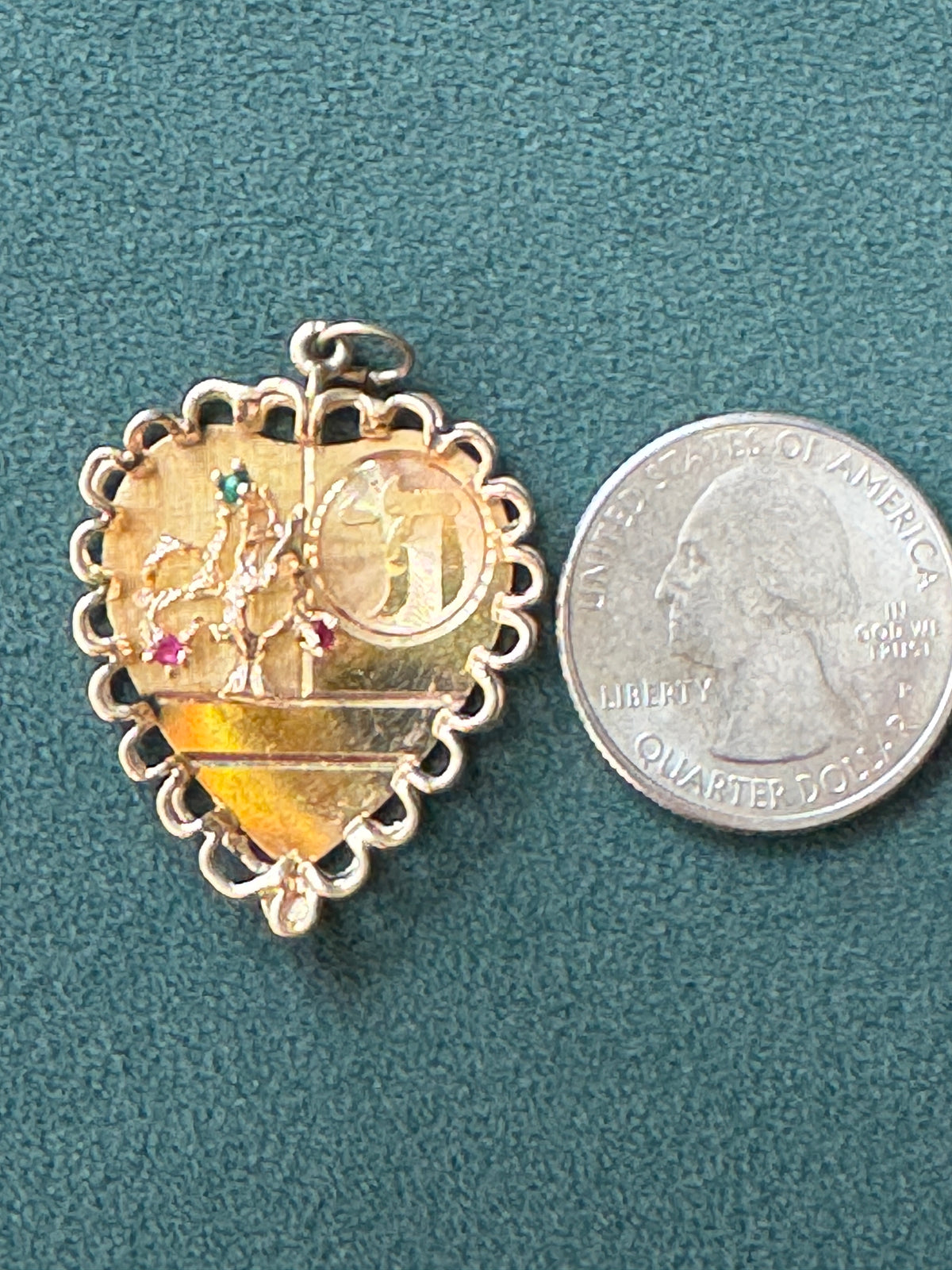 Mid-Century Tree of Life and Chai Heart Pendant in 14K with Gems