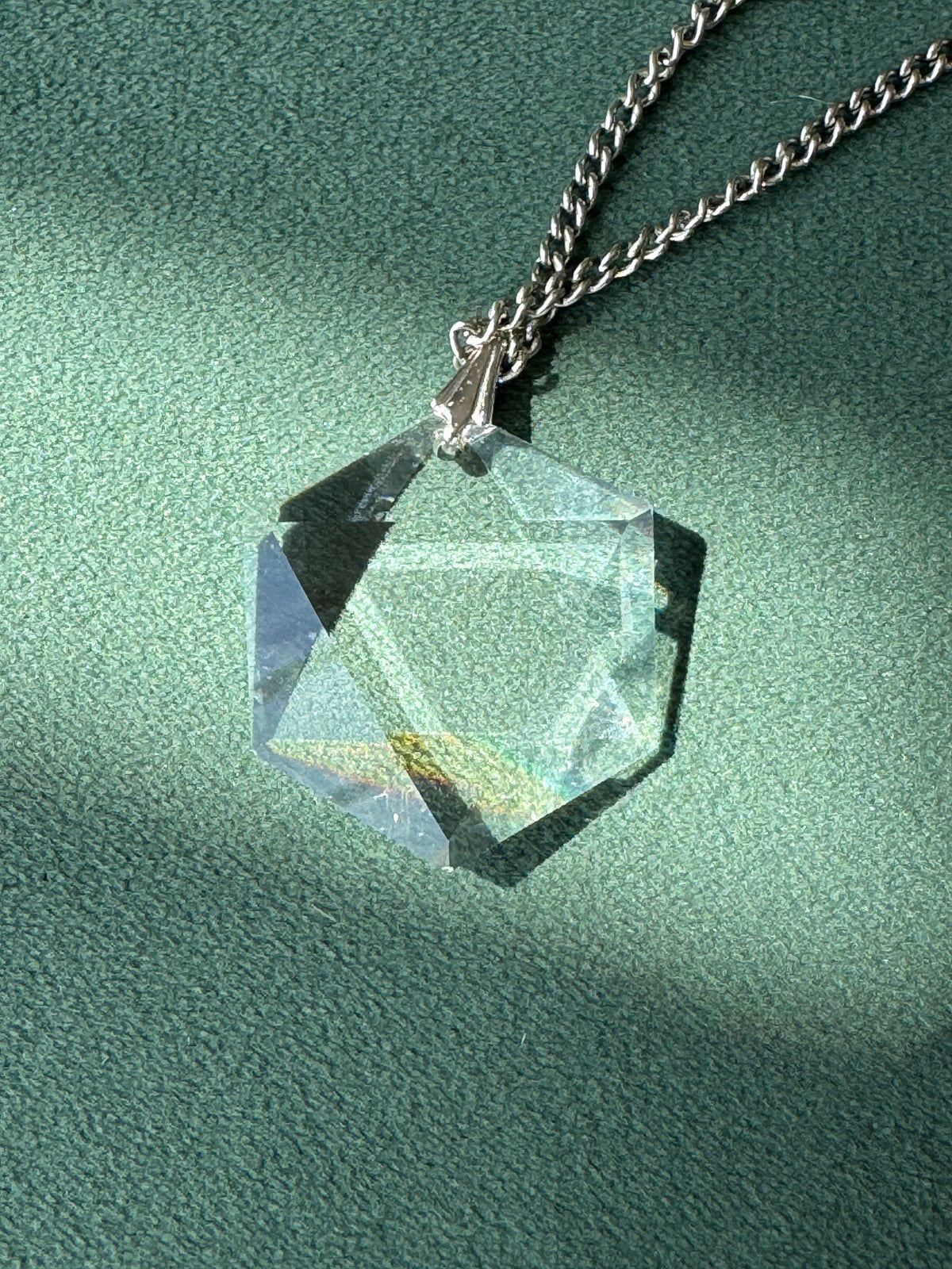 Vintage Crystal Star of David Pendant Faceted Prism Magen David Judaica Necklace