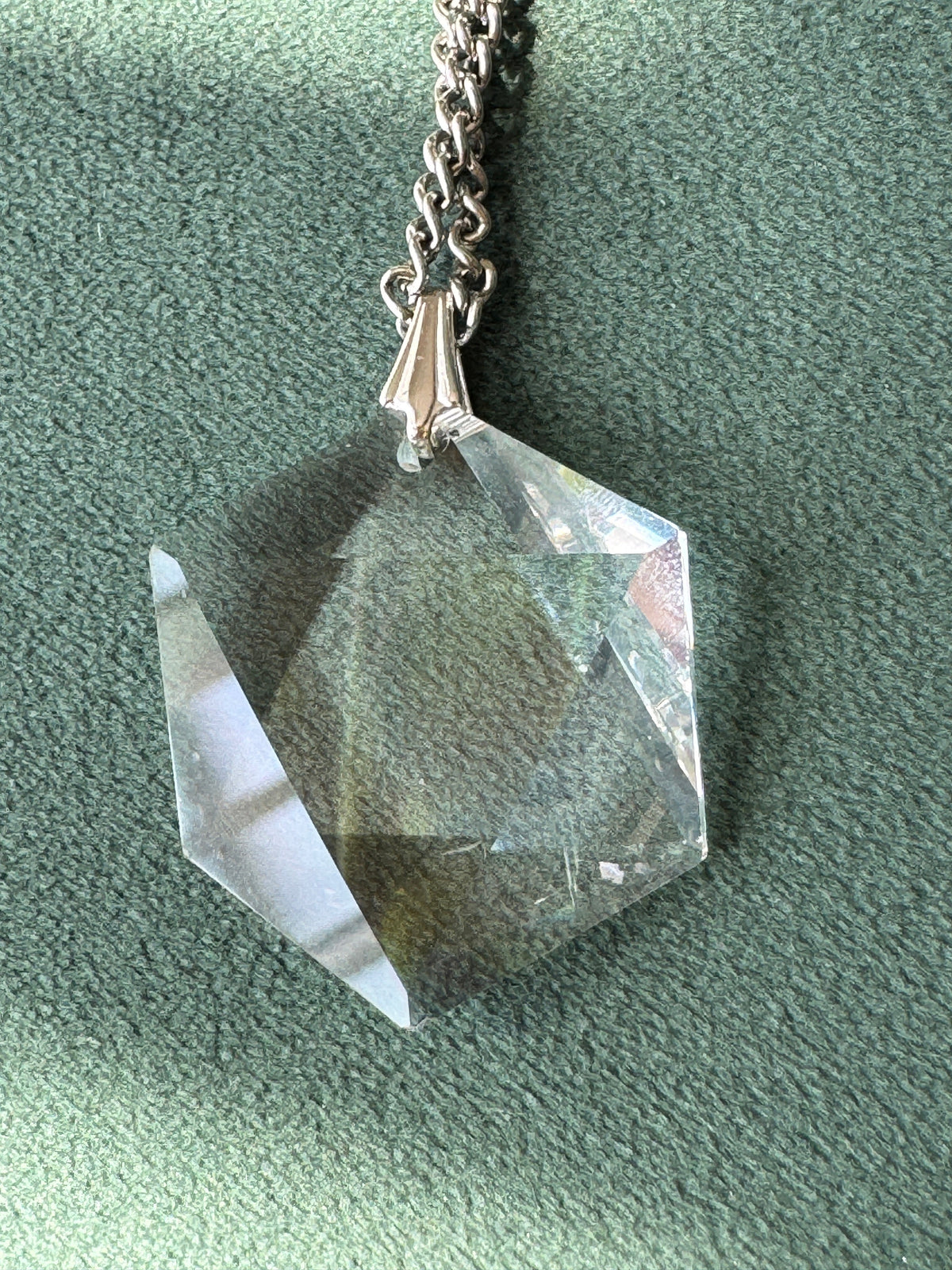 Vintage Crystal Star of David Pendant Faceted Prism Magen David Judaica Necklace