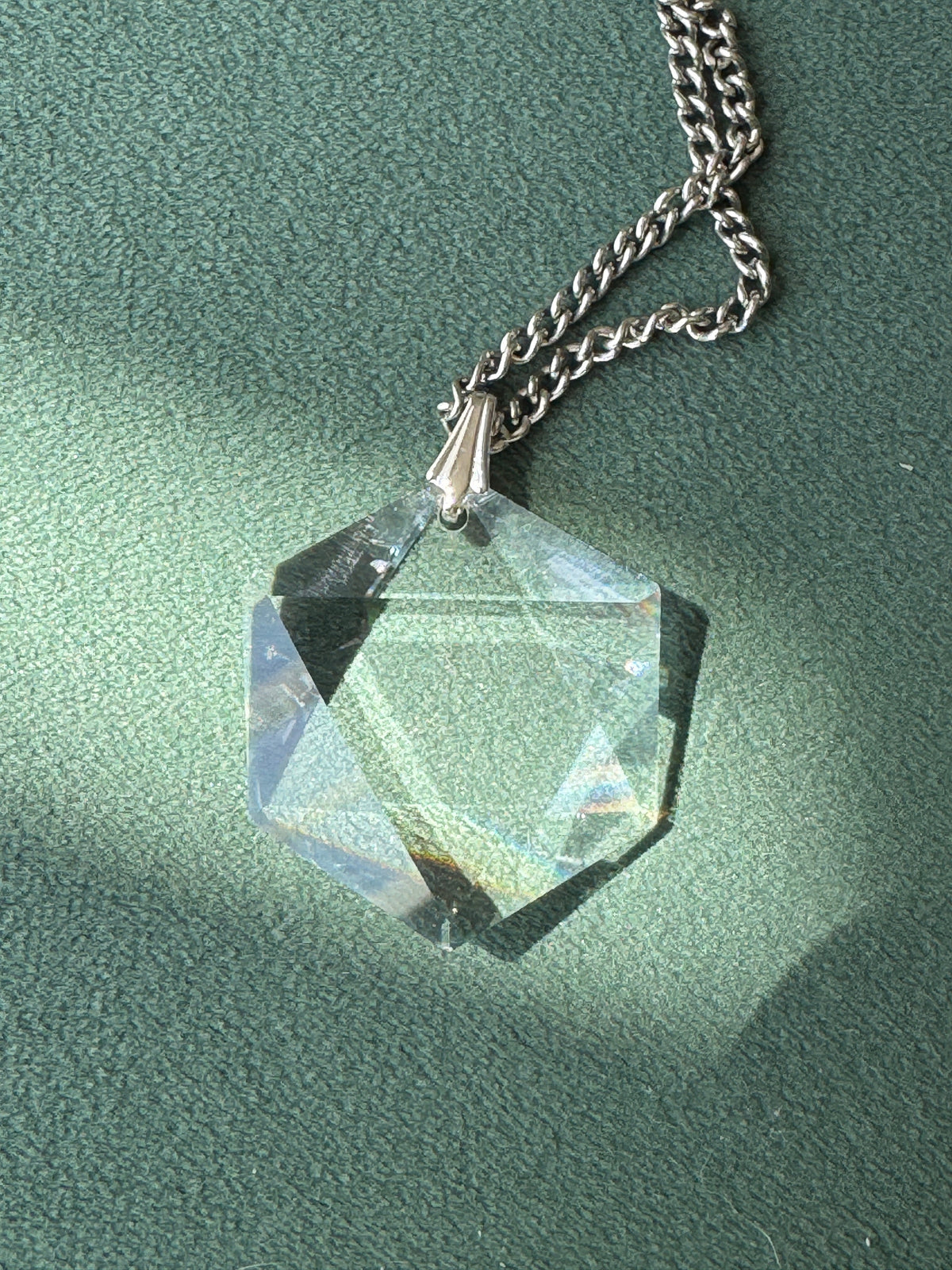 Vintage Crystal Star of David Pendant Faceted Prism Magen David Judaica Necklace