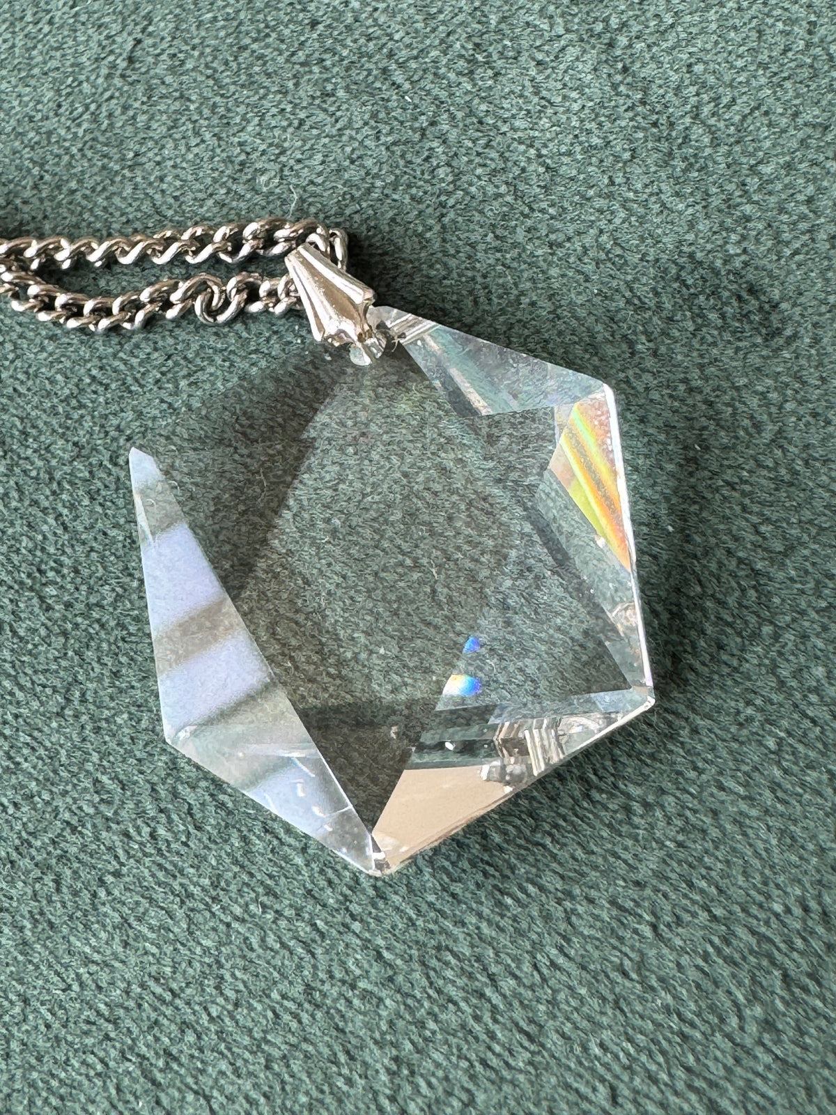 Vintage Crystal Star of David Pendant Faceted Prism Magen David Judaica Necklace