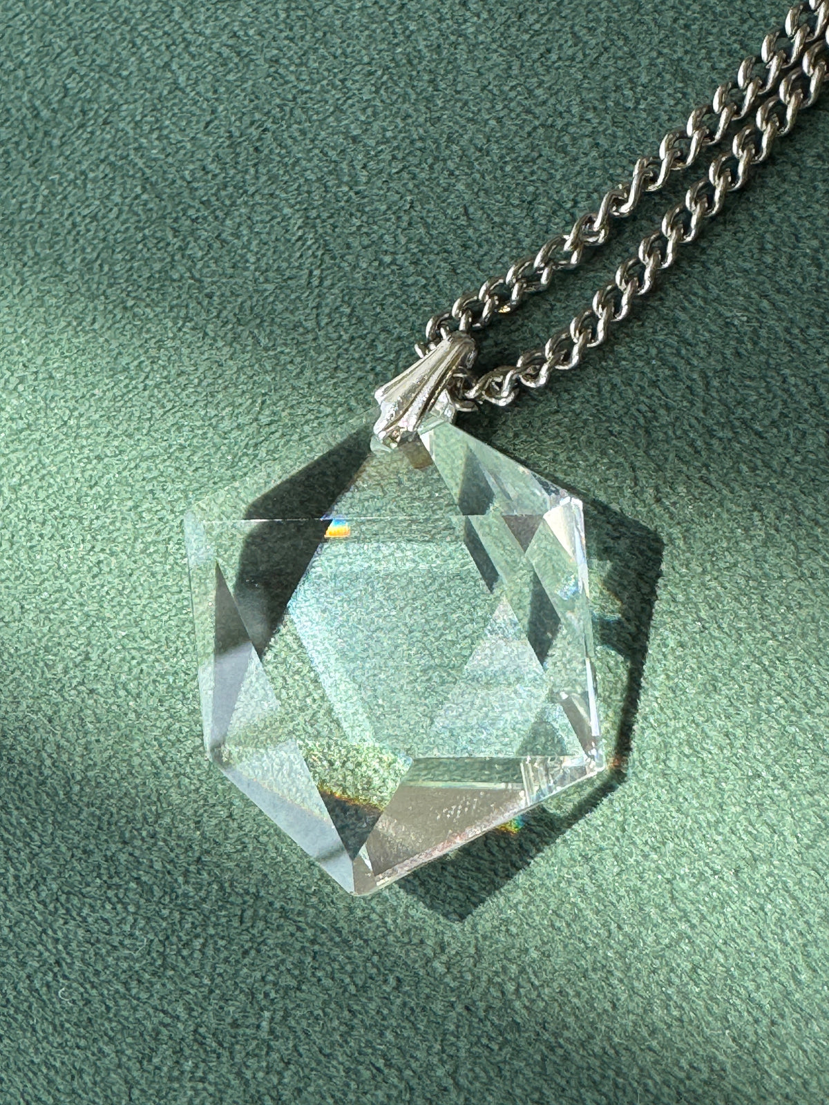 Vintage Crystal Star of David Pendant Faceted Prism Magen David Judaica Necklace