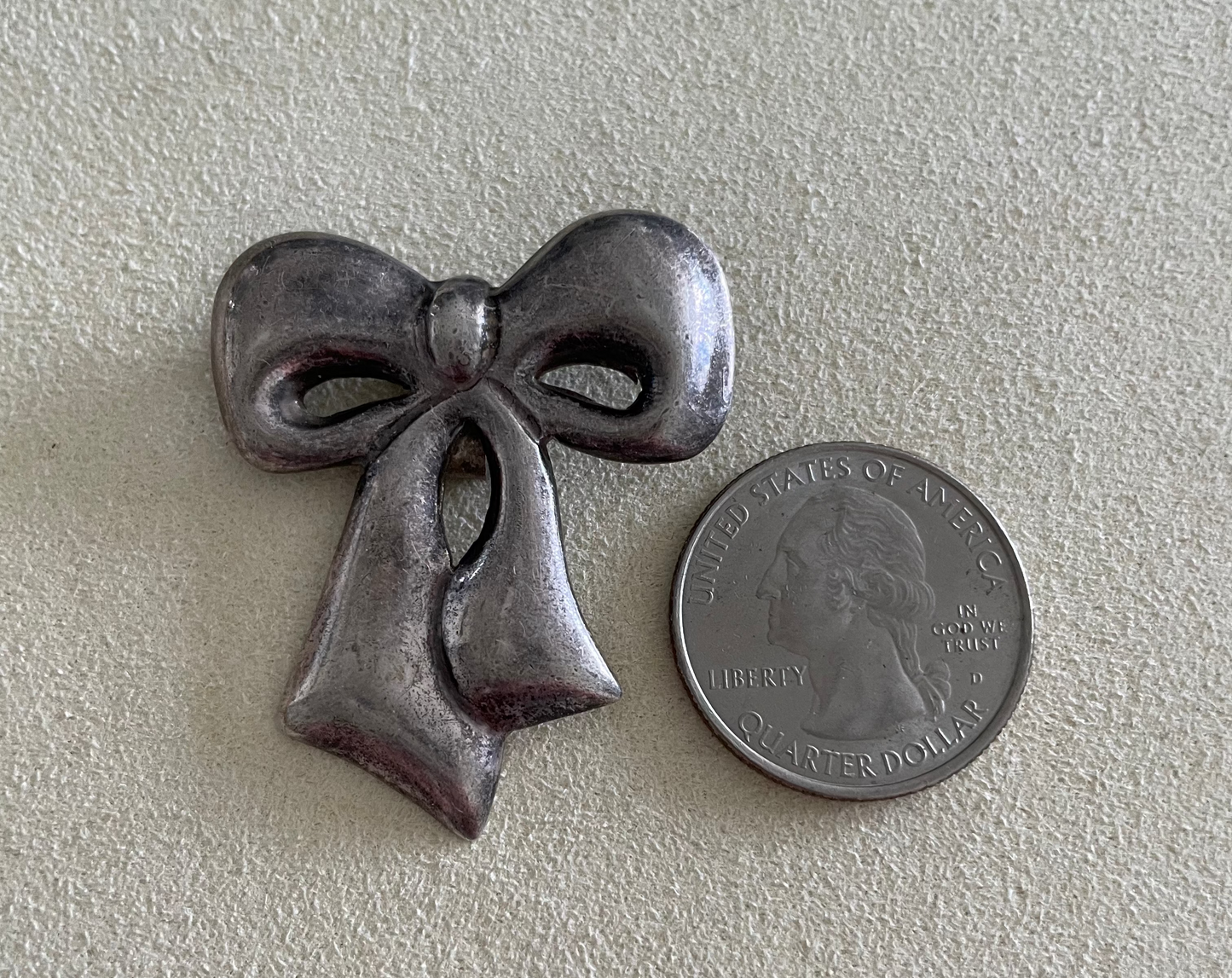 Vintage Mexican Sterling Silver Bow Pendant Brooch Hecho en Mexico 925