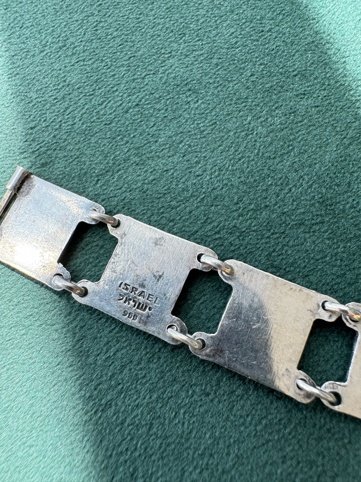 Vintage Israel 900 Silver Twelve Tribes of Israel Panel Bracelet Judaica Hebrew Pictorial Link Bracelet