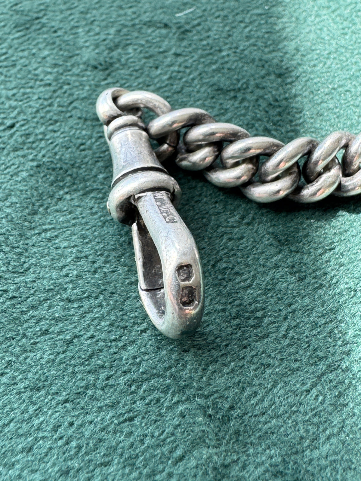 Antique Victorian Sterling Silver Albert Watch Chain Fob Medal 1900 Engraved M Garland St Peters Woolwich Birmingham Hallmarked