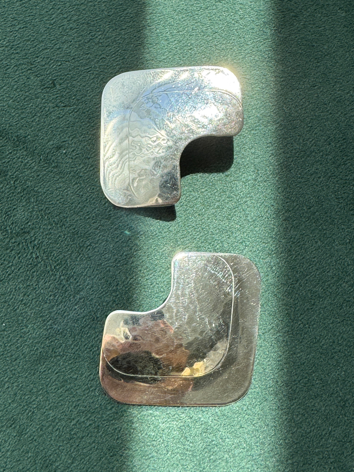 Vintage Pearce Sterling Silver Modernist Geometric Stud Earrings Fred & Kate Pearce
