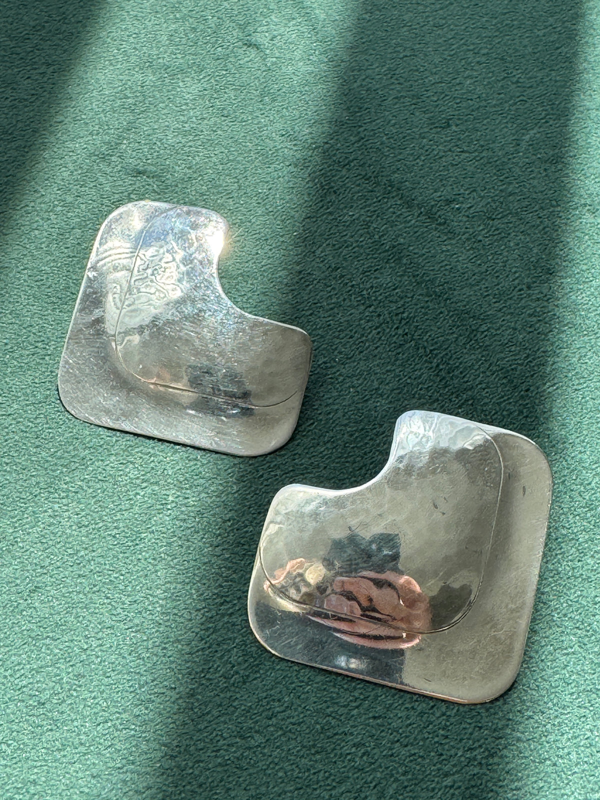 Vintage Pearce Sterling Silver Modernist Geometric Stud Earrings Fred & Kate Pearce