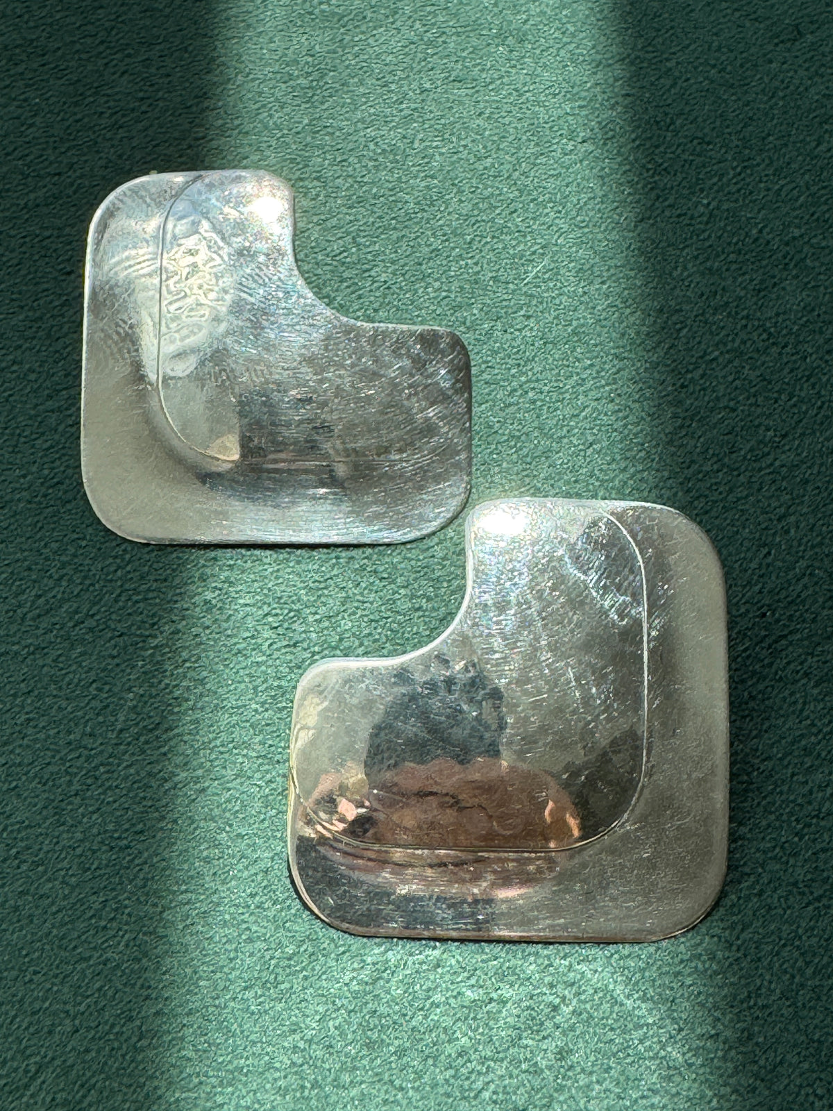 Vintage Pearce Sterling Silver Modernist Geometric Stud Earrings Fred & Kate Pearce