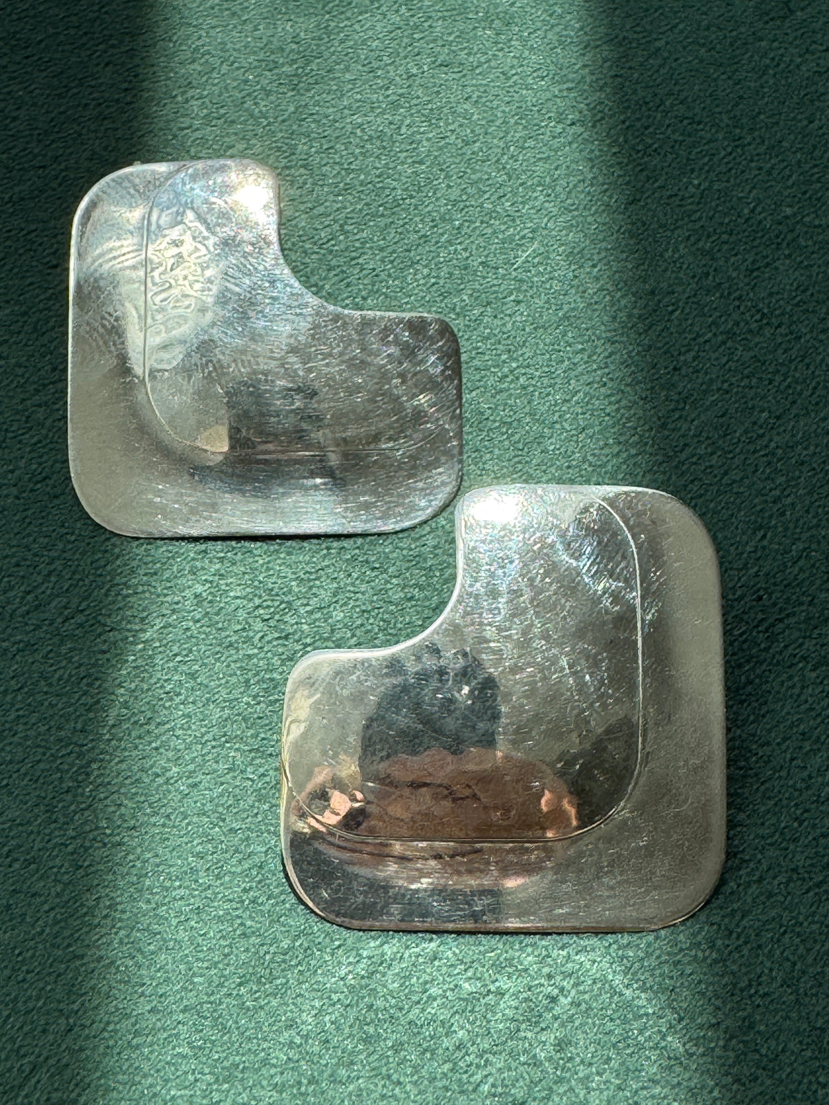Vintage Pearce Sterling Silver Modernist Geometric Stud Earrings Fred & Kate Pearce
