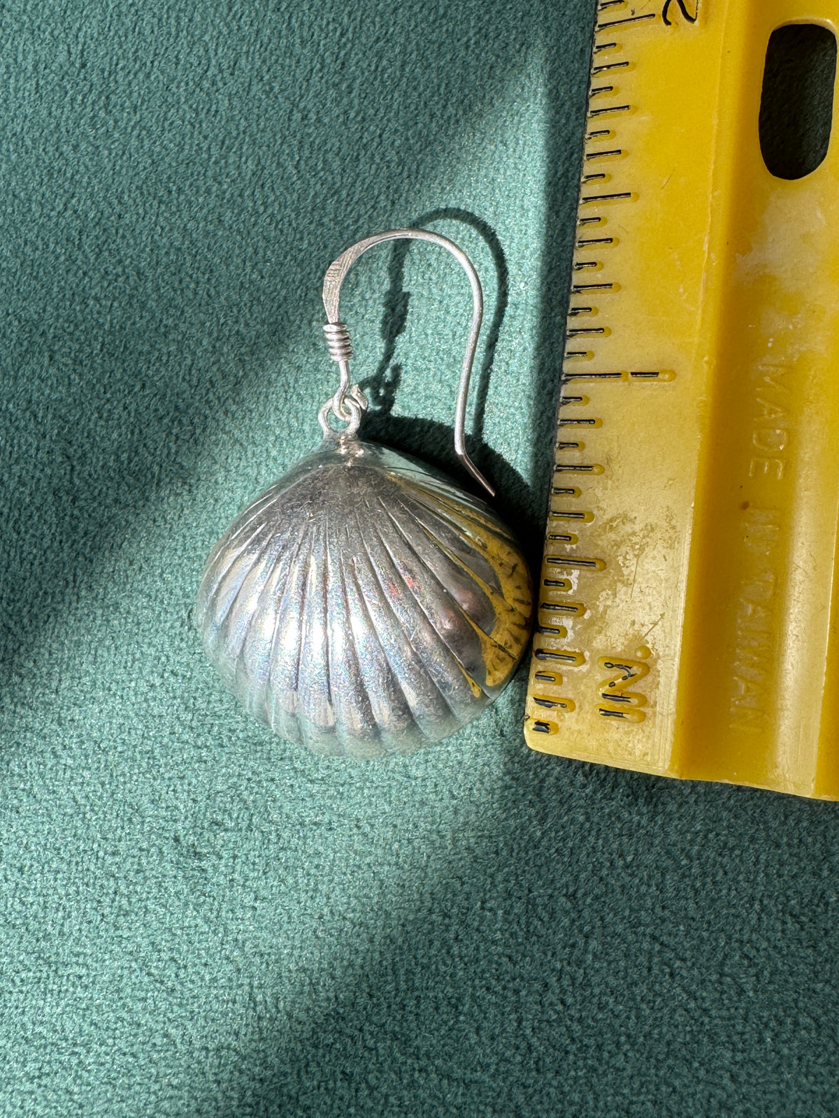 Vintage Sterling Silver Puffy Clam Shell Earrings and Pendant Set Three Shells of Pure Mermaid Life