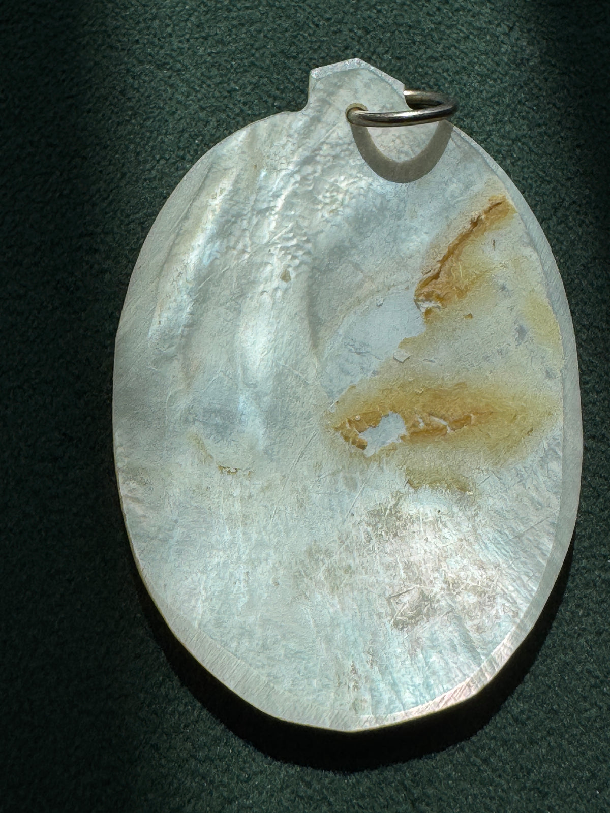 Vintage Hand Painted Mother of Pearl Menorah Amulet Pendant Hebrew Psalm 91 Persian Style Judaica