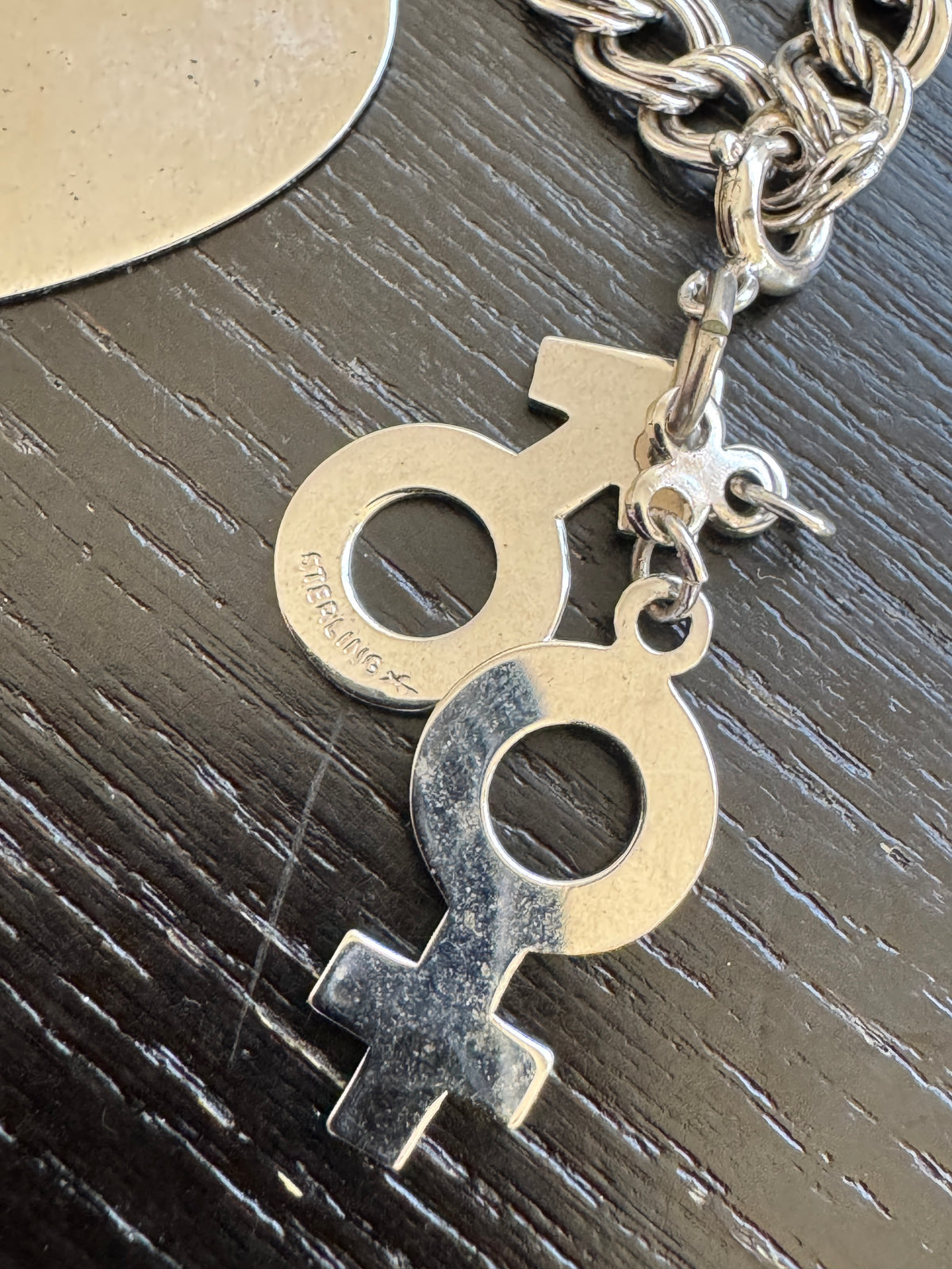 Vintage 1960s Sterling Silver Charm Bracelet Heart Gender Symbol Charms New Old Stock