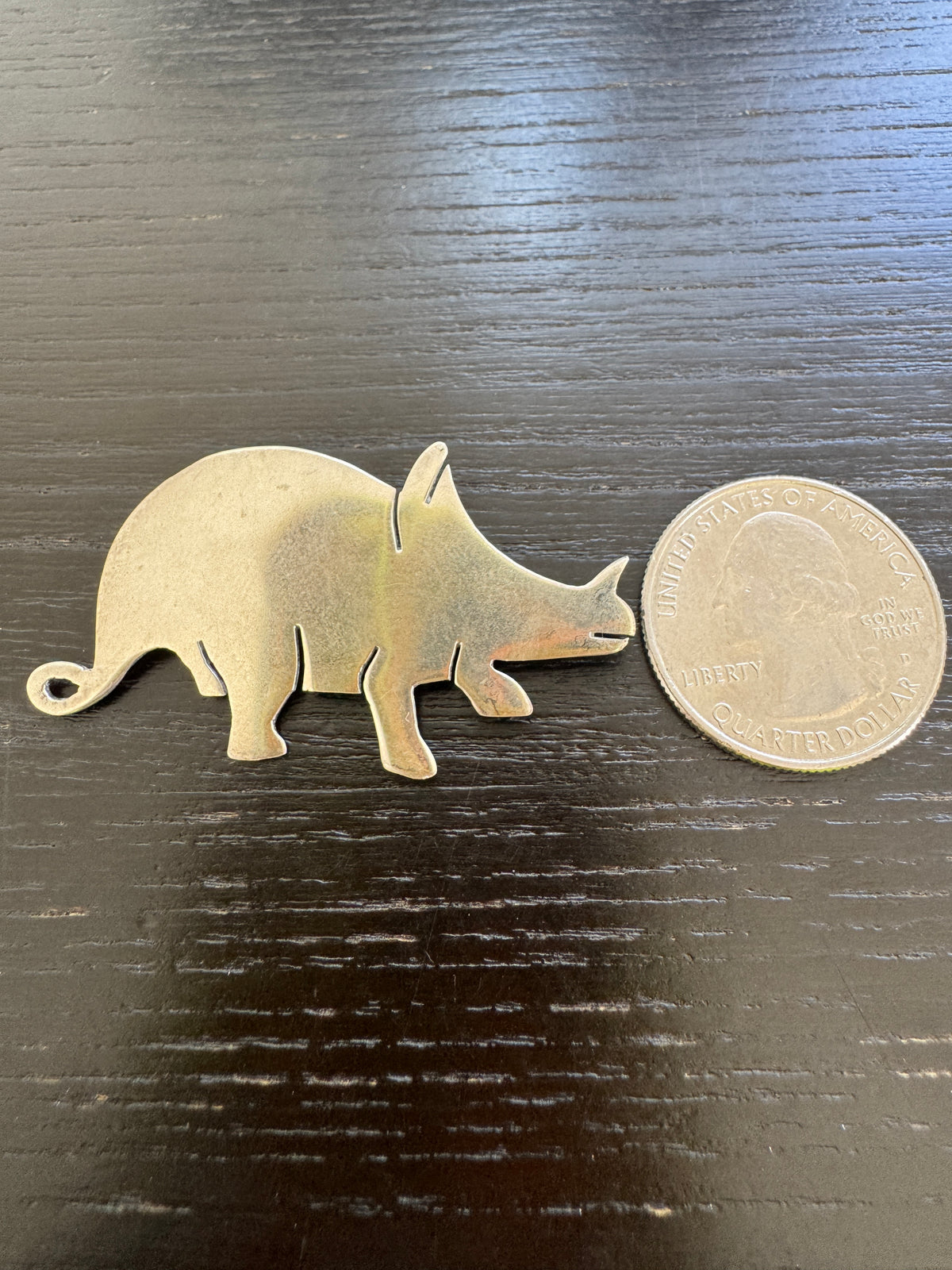 Mexican Sterling Silver Triceratops Brooch Silver Unlimited Figural Dinosaur Pin With a Curly Tail and Zero Regrets
