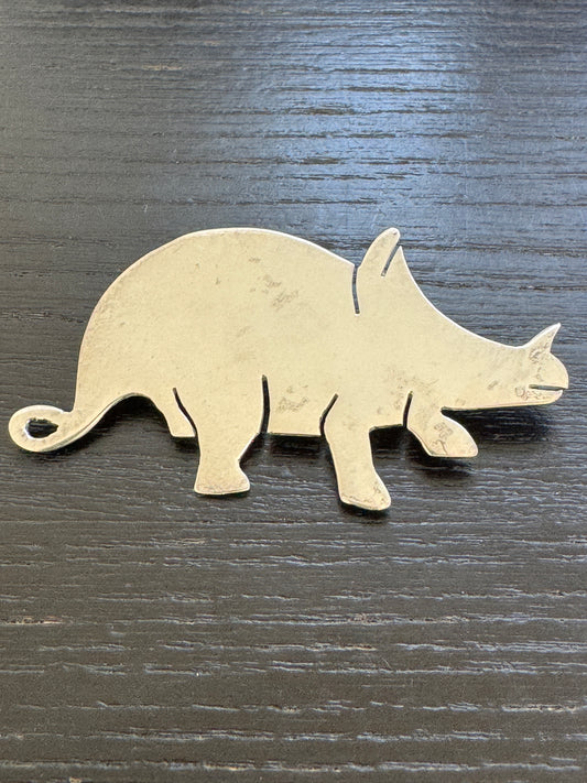 Mexican Sterling Silver Triceratops Brooch Silver Unlimited Figural Dinosaur Pin With a Curly Tail and Zero Regrets