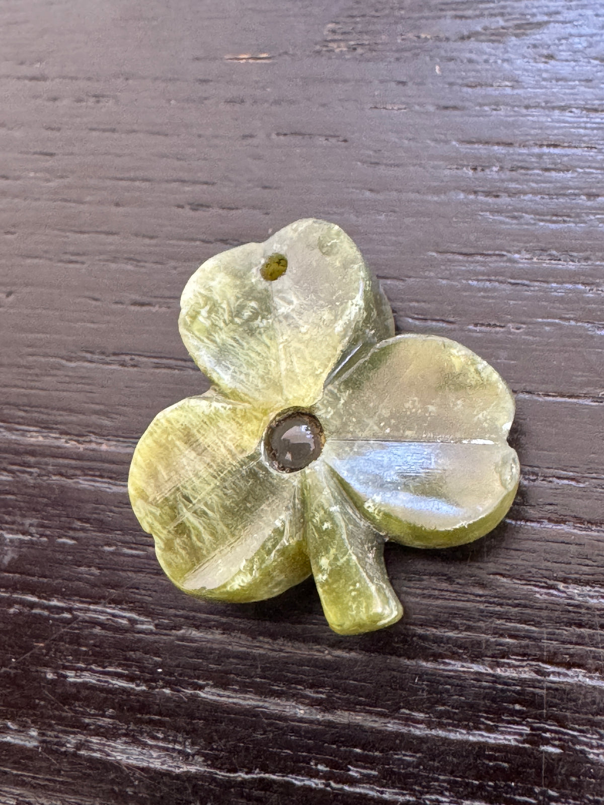 Antique Stanhope Connemara Marble Shamrock Charm Souvenir of Waterford Ireland With a Secret Cathedral Inside