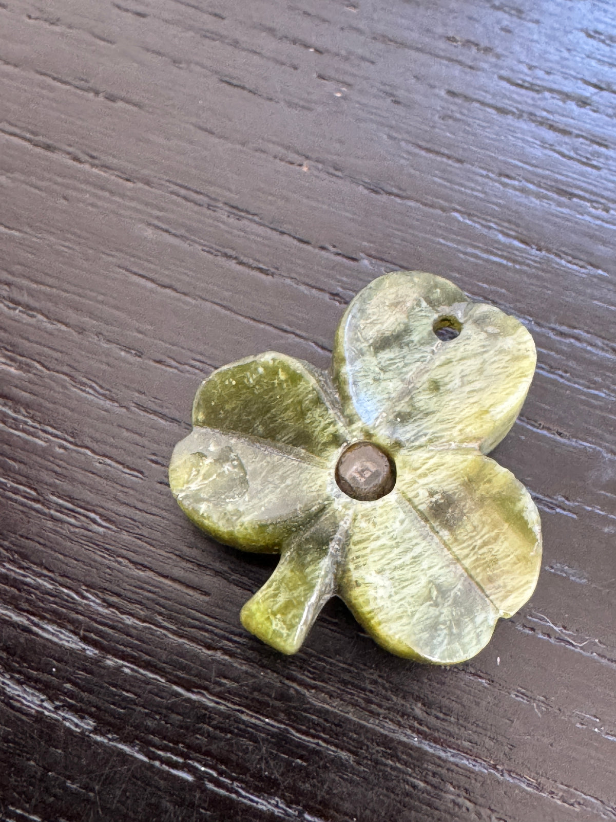 Antique Stanhope Connemara Marble Shamrock Charm Souvenir of Waterford Ireland With a Secret Cathedral Inside