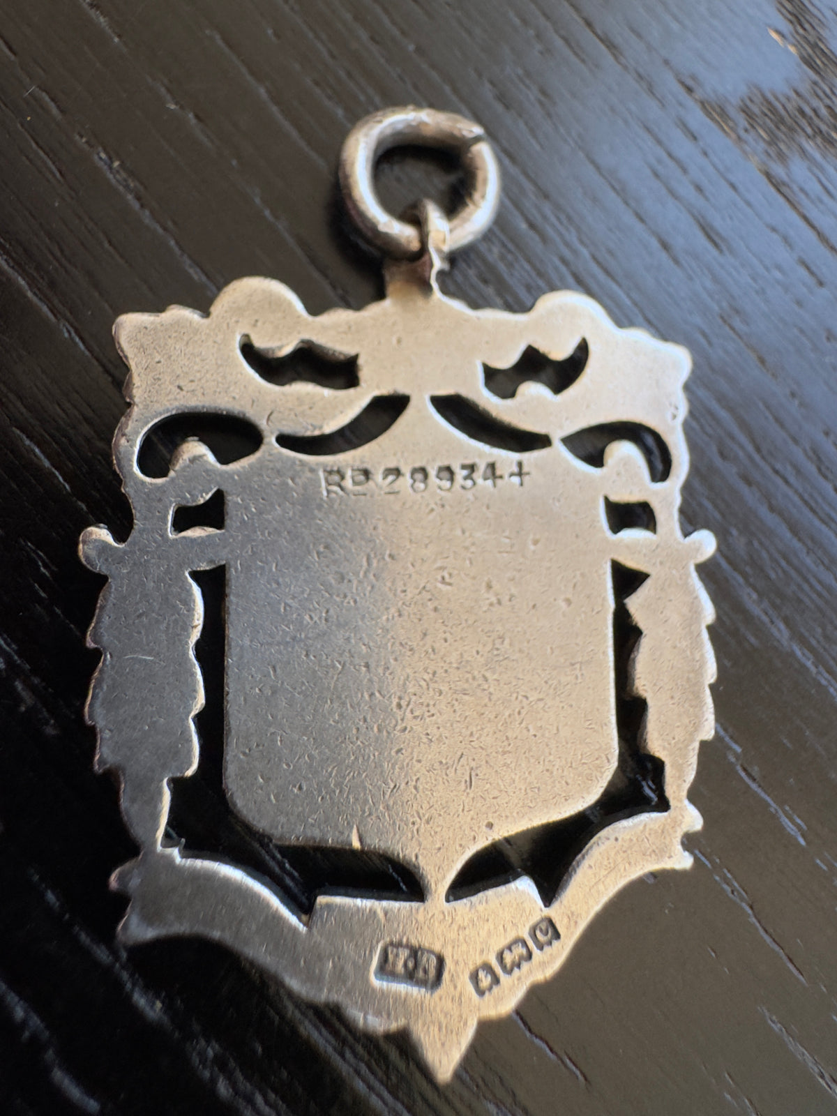 Antique 1902 Birmingham Sterling Silver Fob Medal Pendant Junior League Award Hallmarked Edwardian Shield
