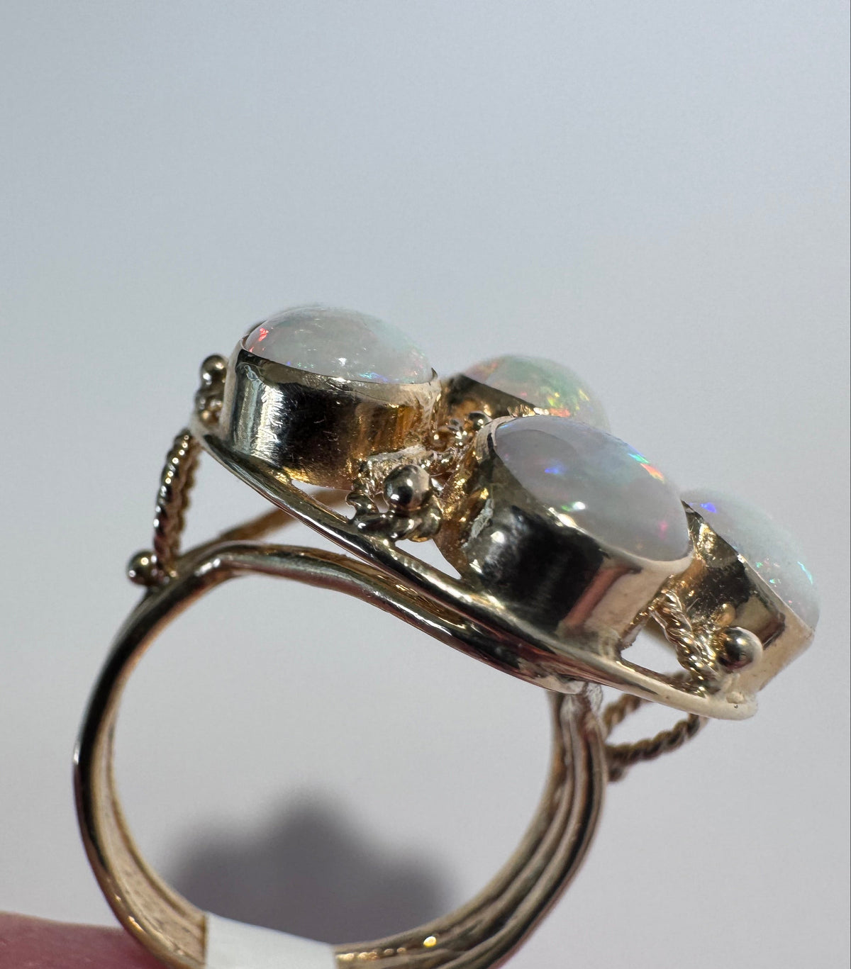 Grand 14K Gold Opal Cluster Ring