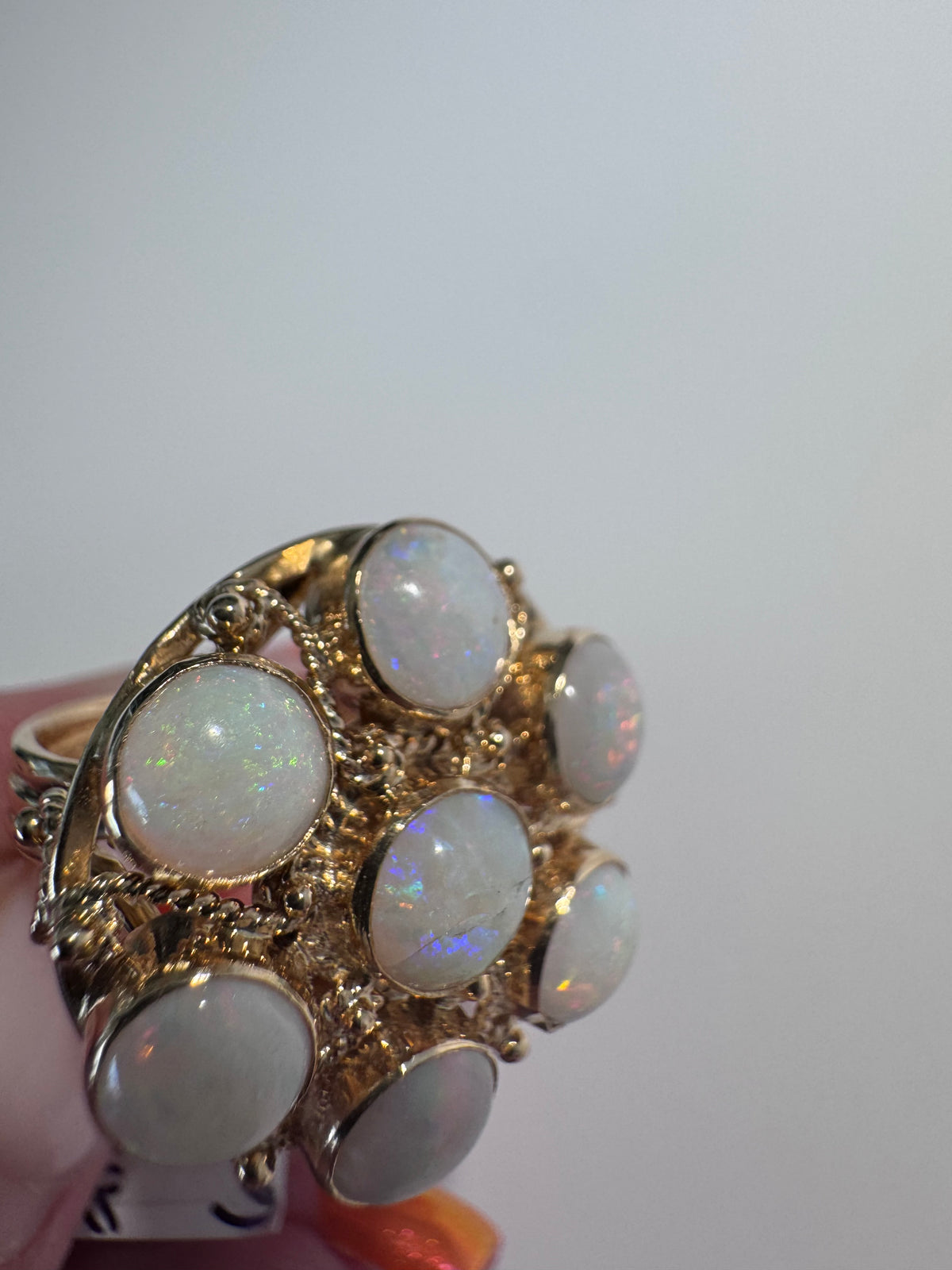 Grand 14K Gold Opal Cluster Ring