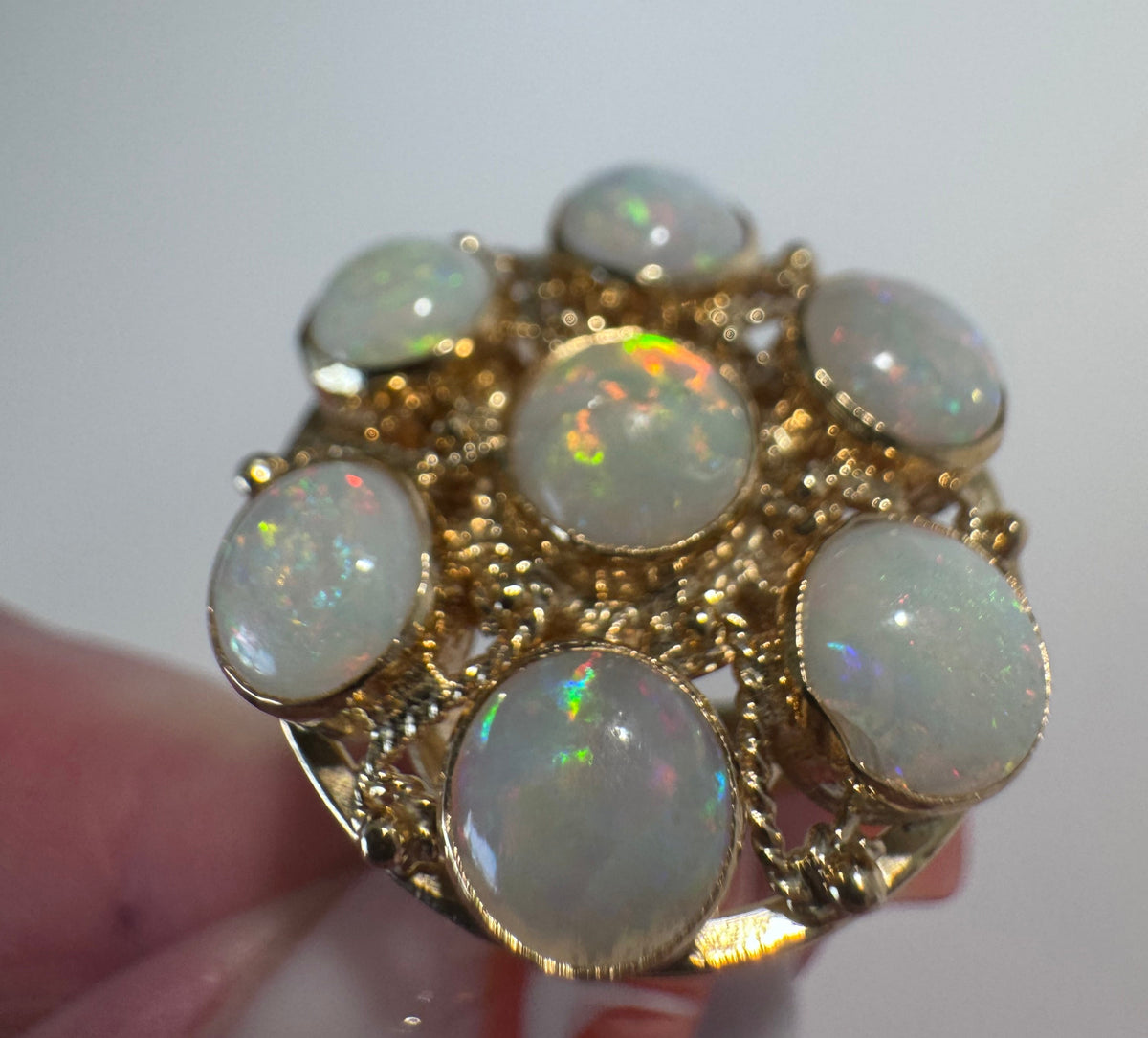 Grand 14K Gold Opal Cluster Ring