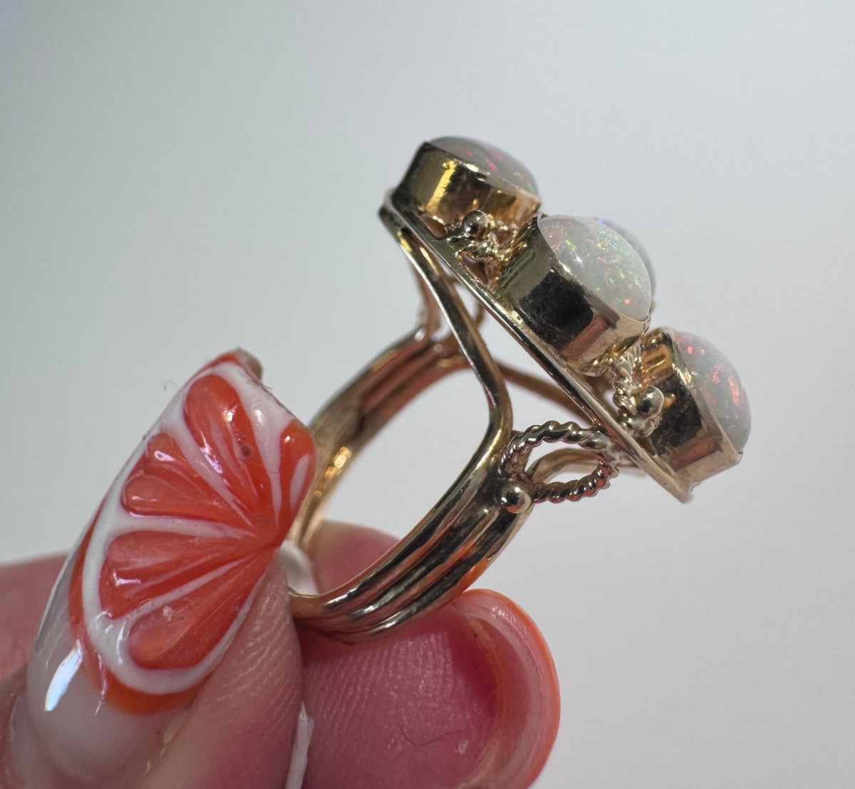 Grand 14K Gold Opal Cluster Ring