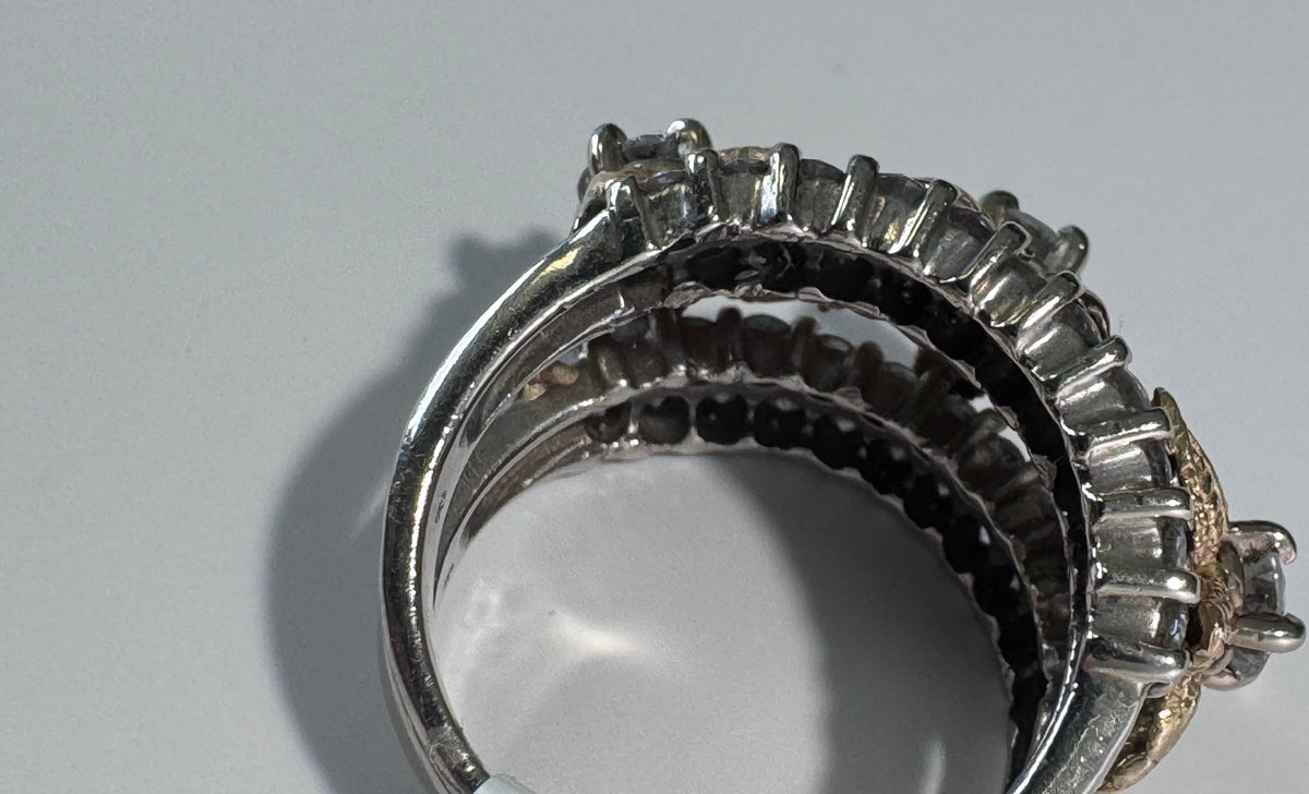 14K Two Tone Gold Diamond Starfish Ring 1.4ctw Vintage