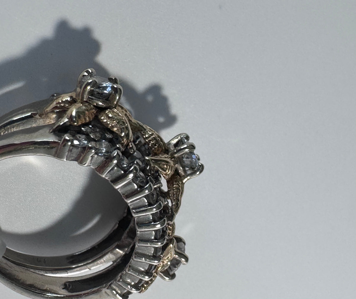 14K Two Tone Gold Diamond Starfish Ring 1.4ctw Vintage