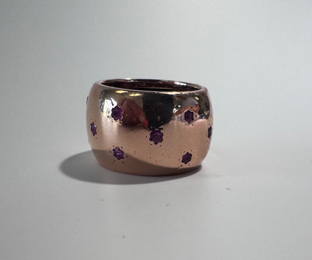 14K Rose Gold Ruby Star Cigar Band Ring