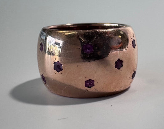 14K Rose Gold Ruby Star Cigar Band Ring