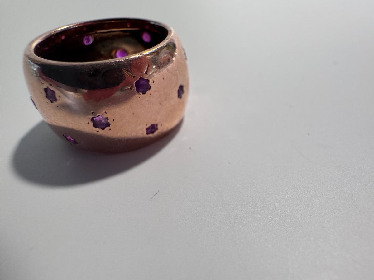 14K Rose Gold Ruby Star Cigar Band Ring