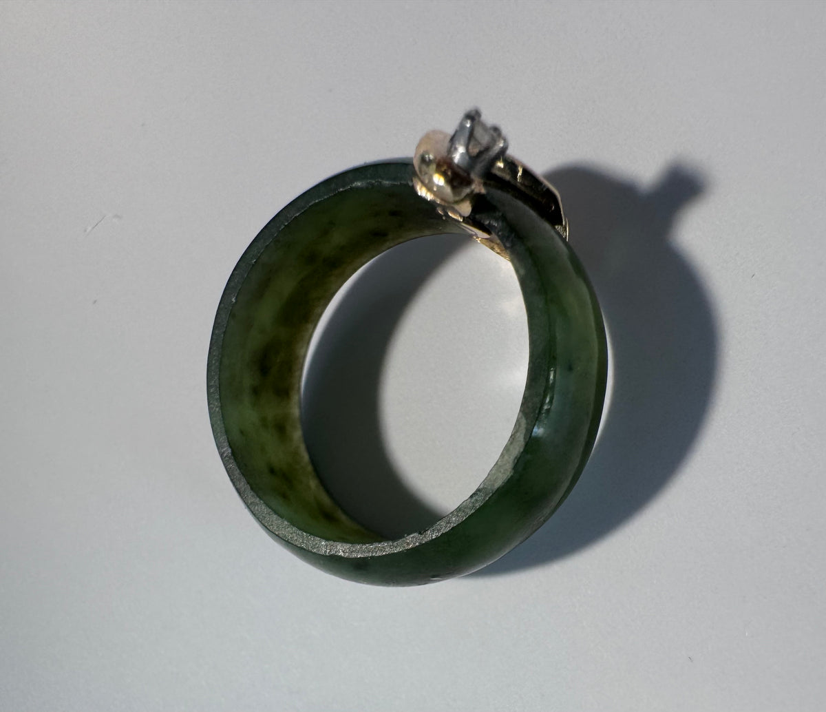 14K Gold Green Jade Ring Vintage