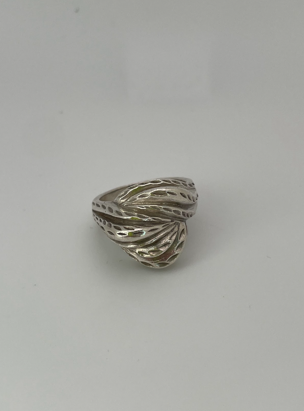 Vintage Sterling Silver Swirl Ring Large Size