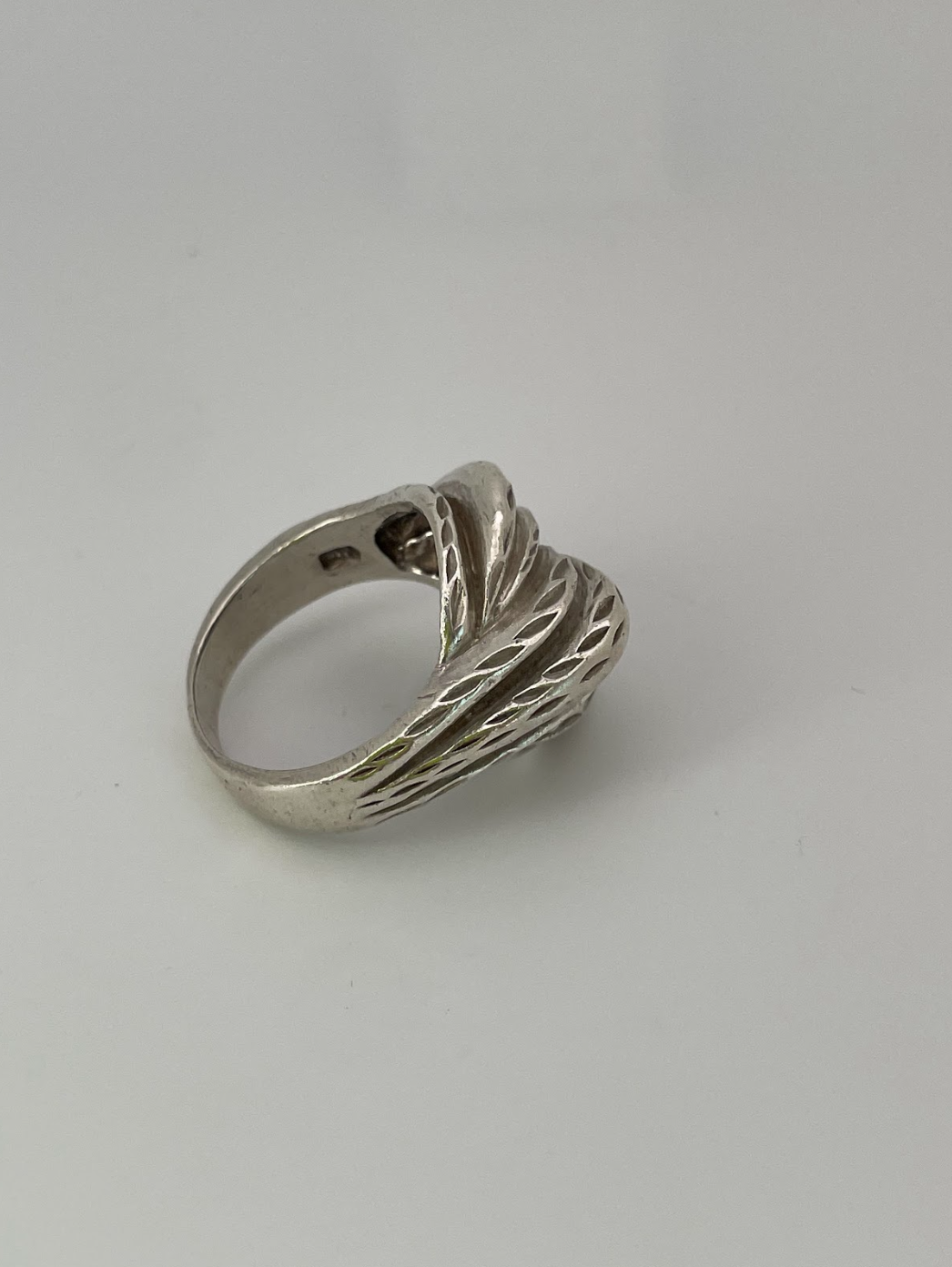 Vintage Sterling Silver Swirl Ring Large Size