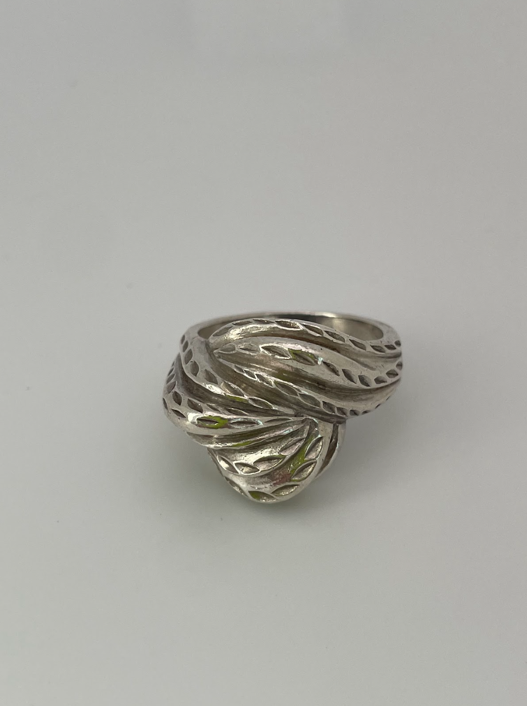 Vintage Sterling Silver Swirl Ring Large Size