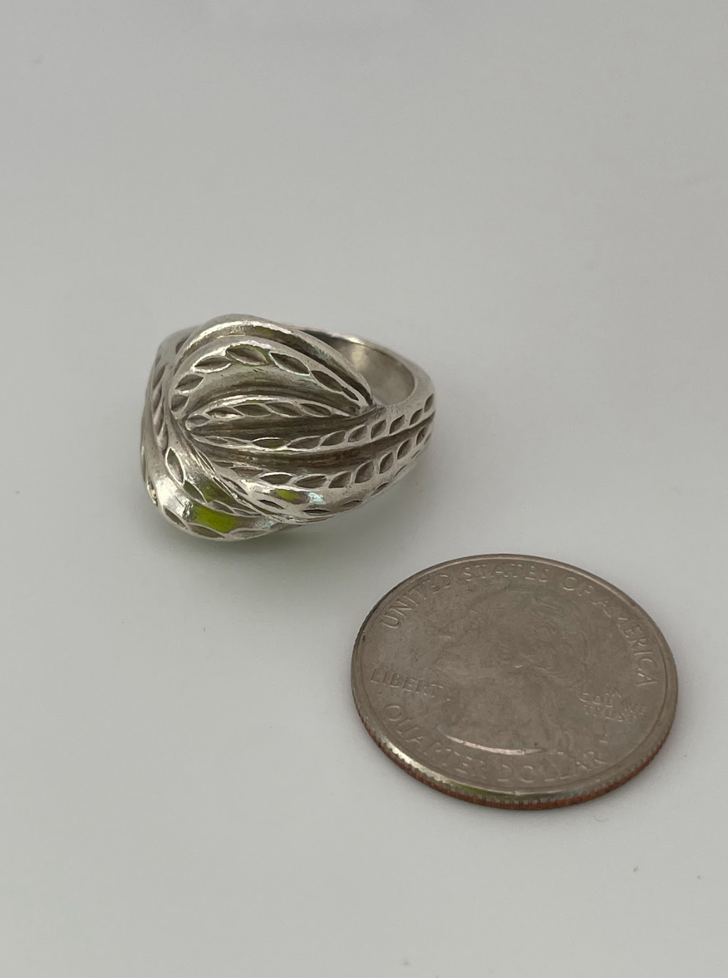Vintage Sterling Silver Swirl Ring Large Size