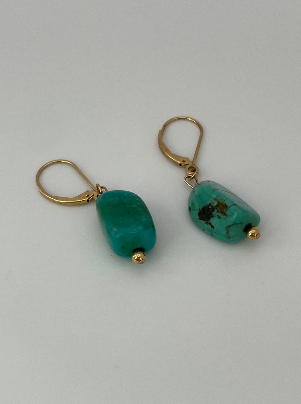 Vintage 14K Gold and Turquoise Dangle Earrings