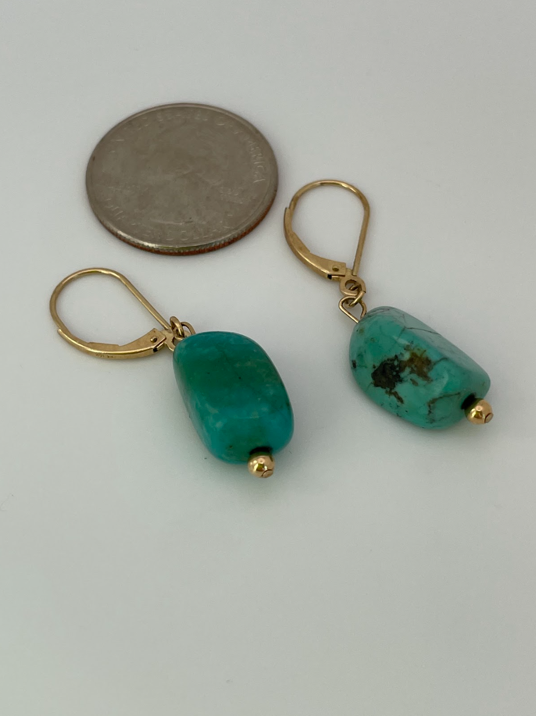 Vintage 14K Gold and Turquoise Dangle Earrings