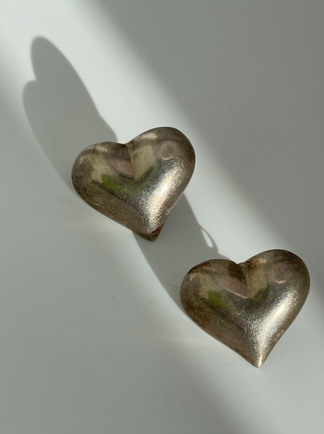 Vintage Mexican Sterling Silver Heart Stud Earrings