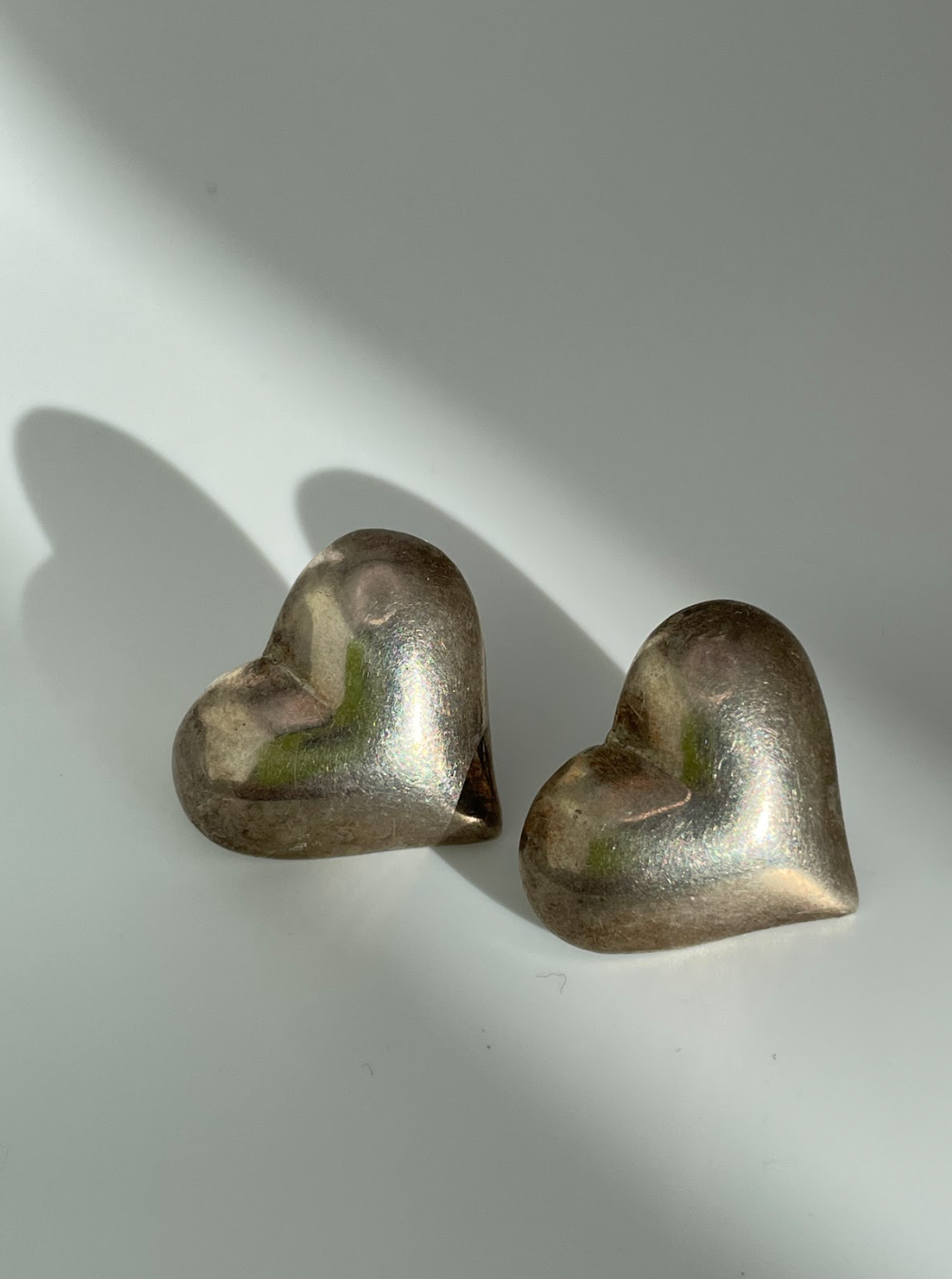 Vintage Mexican Sterling Silver Heart Stud Earrings