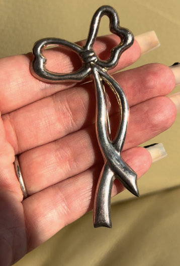 Vintage 1980s Dulce Plateros Mexican Sterling Silver Bow Pendant Brooch TO-34