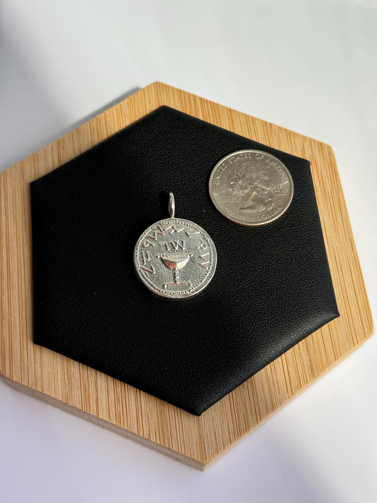 Ancient Jewish Sterling Silver Shekel Pendant from the First Revolt