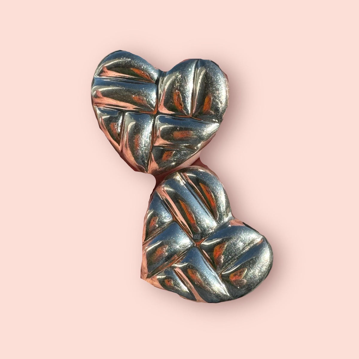 Vintage Sterling Silver Puffy Heart Stud Earrings Mexico Signed