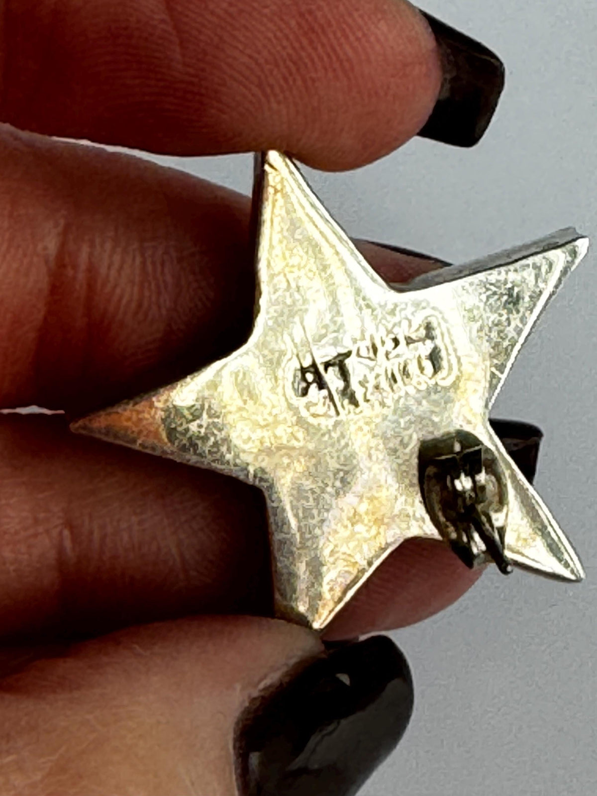 Vintage Sterling Silver Shadow Box Star Stud Earrings Squiggle Cutout Detail 1990s Memphis Style