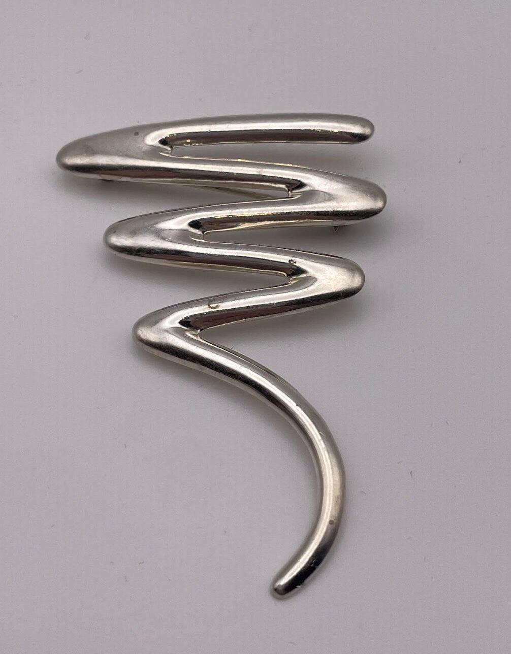 Vintage Post Modern Sterling Silver Zigzag Pin