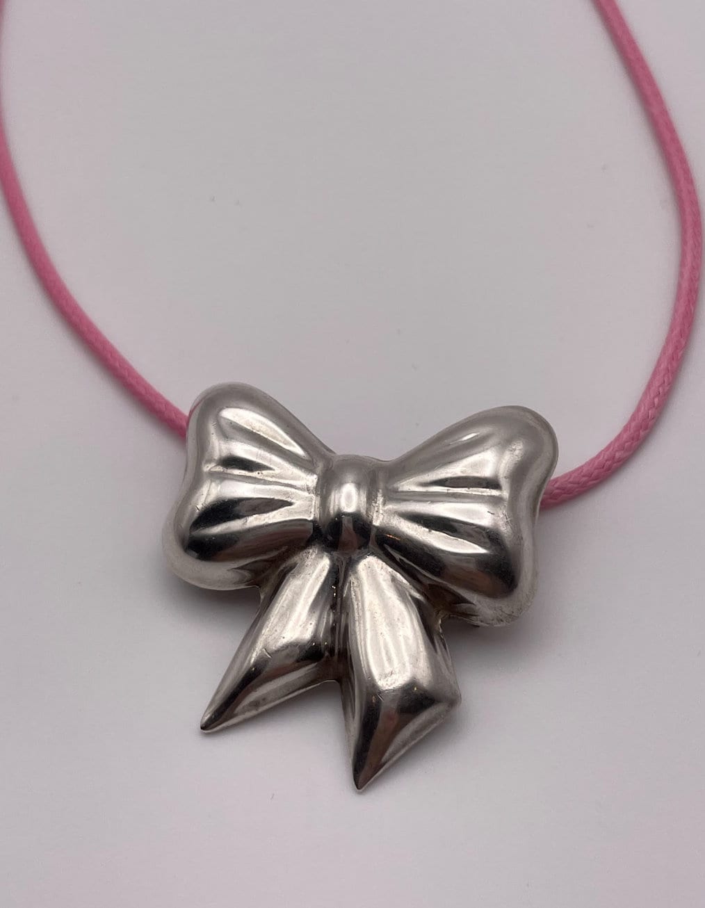 Vintage Taxco Mexico Sterling Silver Puffy Bow Pendant and Pin Combo