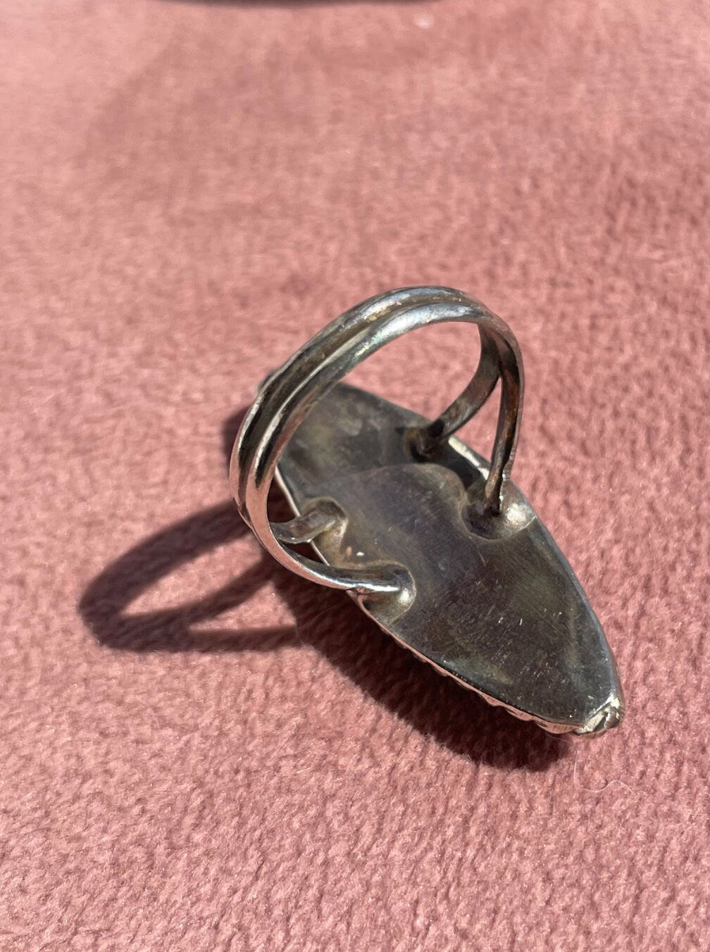 Vintage 1960s Southwestern Style Sterling Silver Inlay Cuff Bracelet and Ring Set